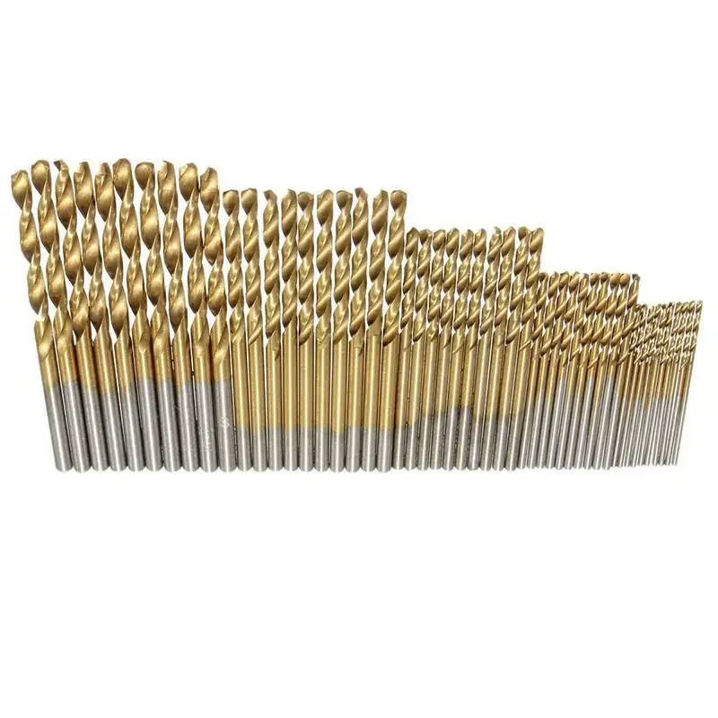 

50Pcs Drill Bit Set Titanium Coated Twist Drill HSS High Speed Steel Drill Bits Set Tool Power Tools 1/1.5/2/2.5/3mm for Wodd