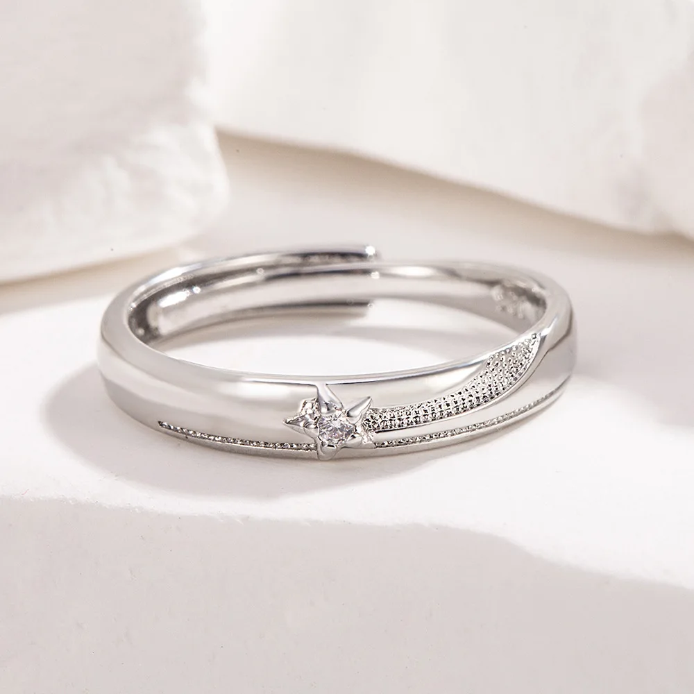 Modischer süßer Planet-Paarring aus 925er-Sterlingsilber mit eingelegtem rosa Liebeszirkon, Geburtstag, Hochzeitstag, Geschenk