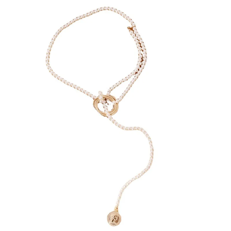 Vintage Perle Anhänger Halskette für Frauen Elegante Perlen Lange Quaste Pullover Kragen Kette Zubehör Temperament Mode Schmuck – Detail 12