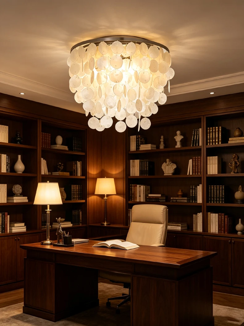 Romantic Shell LED Ceiling Light E27 Bulb Gold Metal Base