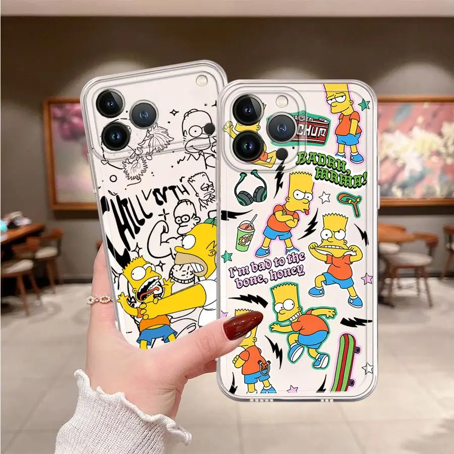 

Чехол для iPhone 17 Pro Max, 17e, 14 Plus, 13 Pro, 16, 12 Mini, 15, 11, Air, XR, XS Max, мягкий чехол для телефона с крутым мультяшным принтом Симпсонов