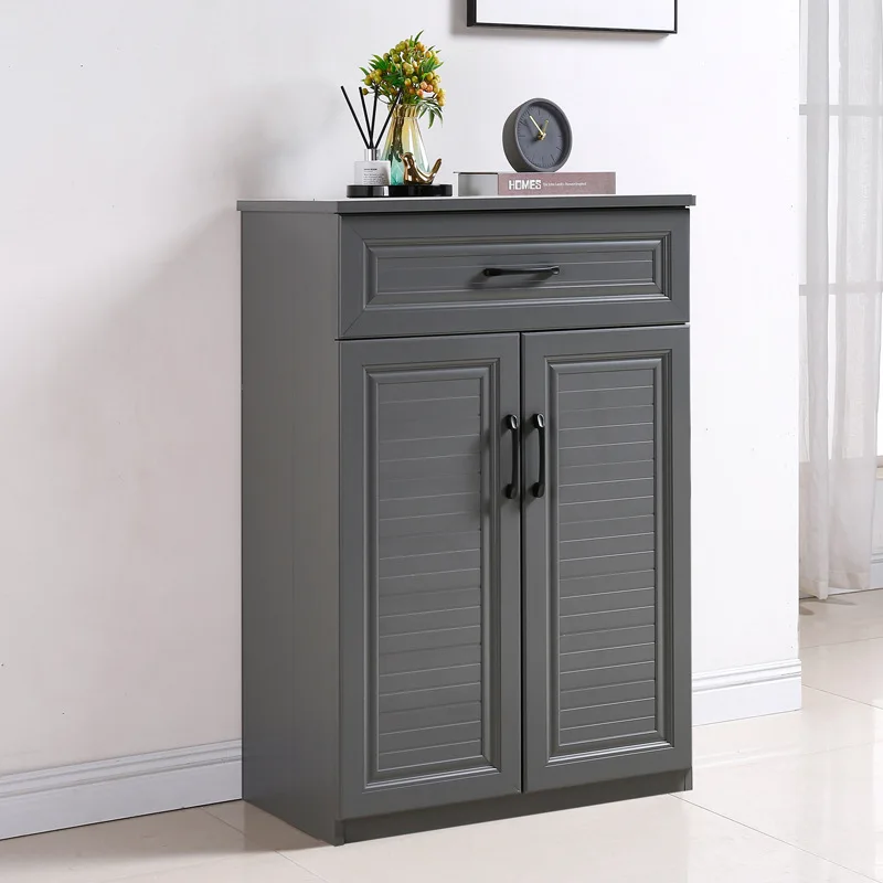 Gray all-aluminum alloy shoe cabinet door outdoor waterproof multi-functional simple light luxury storage cabinet balcony storag image 3