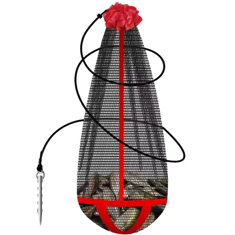 Fishing Mesh Bag Folding Fishing Gear Thickening Small Grid Nets Live Fish Nets Bag Bundle Mouth Net Bag Fishing Supply Storage
