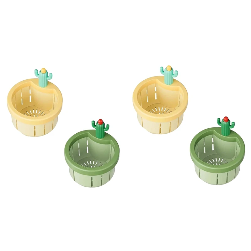 4PCS Cactus Kitchen Sink Drain Strainer Home Use Cactus Sink Draining Basket Filter Net Lifting Basket Sink Stopper