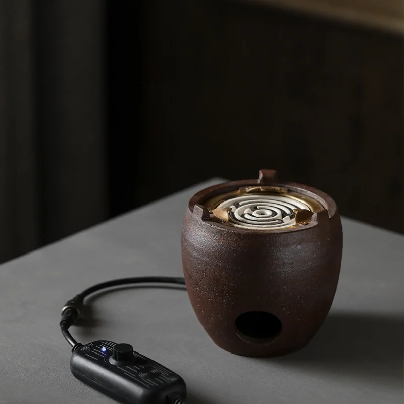 ★ Horno electrotérmico Kombucha Retro de arcilla de roca antigua, estufa de té de alambre, estufa eléctrica de cerámica, estufa de té para hervir agua, estufa pequeña