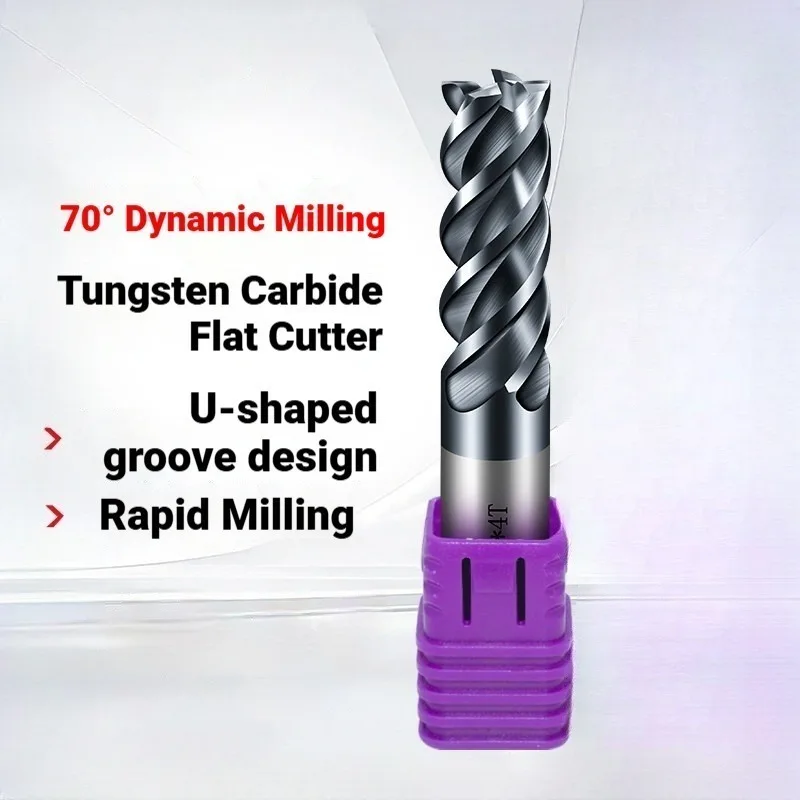 

HRC70 Unequal Helix 4 Flute CNC Carbide End Mill Black Nano Coated Tungsten Cutter For Metal Steel Machining 6 8 12 14 20mm