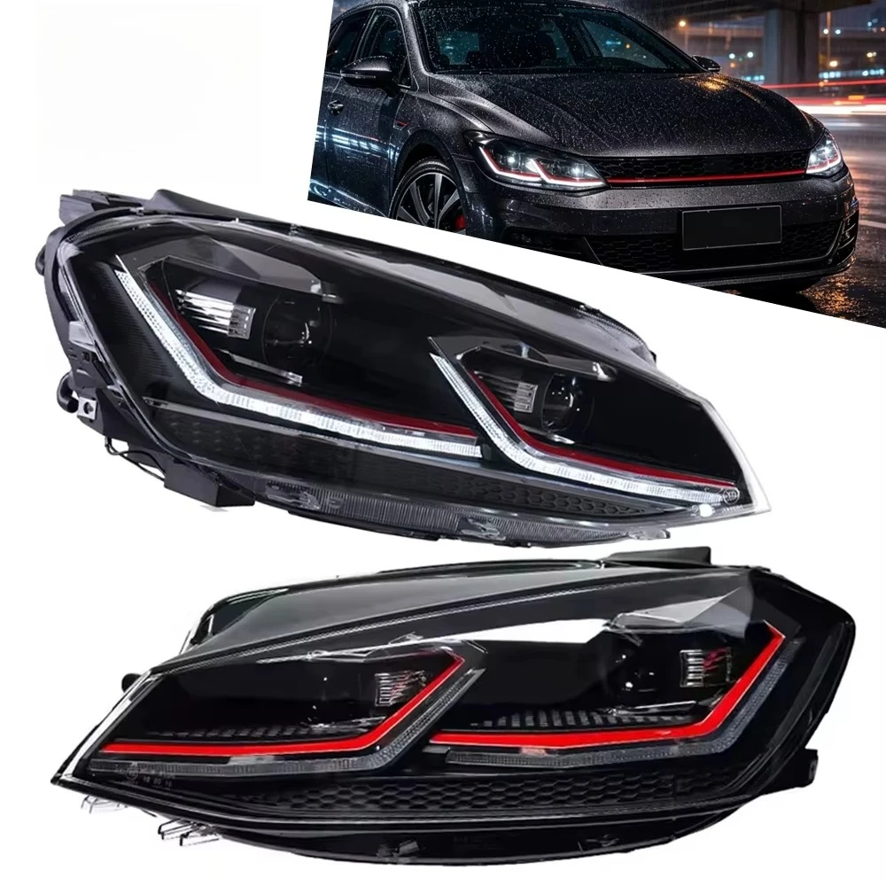 2 Stück LED-Scheinwerfer-Set für VW Golf 7.5 MK7.5 2018–2021, mit sequenzieller Tagfahrlichtfunktion und dynamischem Blinker, Plug-and-Play-Frontscheinwerfer.