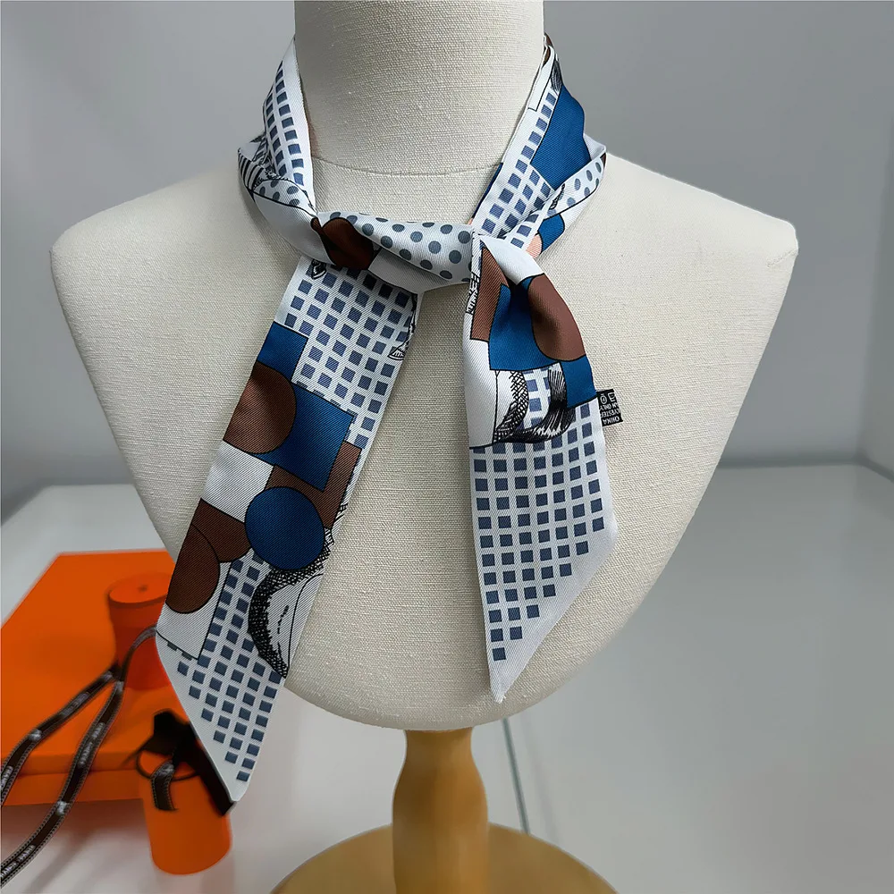5*90cm New Saddle Silk Scarf Twill Silk Headband Fashion Scarf Tied Bag Ribbon Streamer Wholesale Headband Decoration