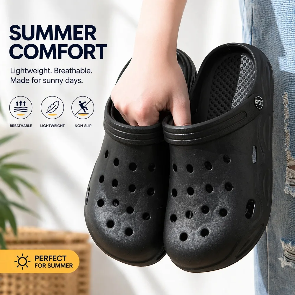 

Summer Hollow Out Closed Toe Non-slip Soft Bottom Lightweight Thick-soled Customizable Men's Garden Sandals