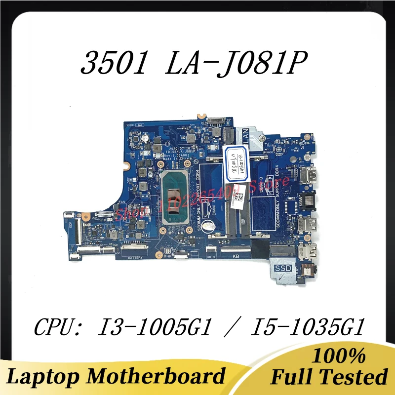 

Материнская плата CN-0TW31C 0TW31C CN-0G9RW0 0G9RW0 для DELL 3501, материнская плата для ноутбука LA-J081P/I5-1035G, 1 Процессор 100% протестирован