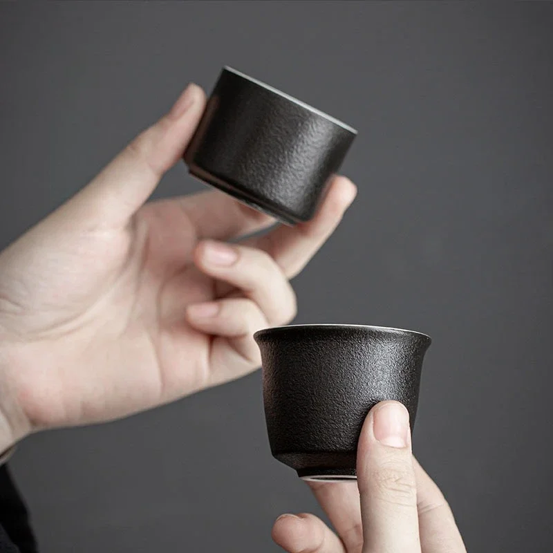 Black Ceramic Teacup Handmade Porcelain Tea Cup  Tea Accessories Home Master Cup Portable Tea Set Meditation Cup