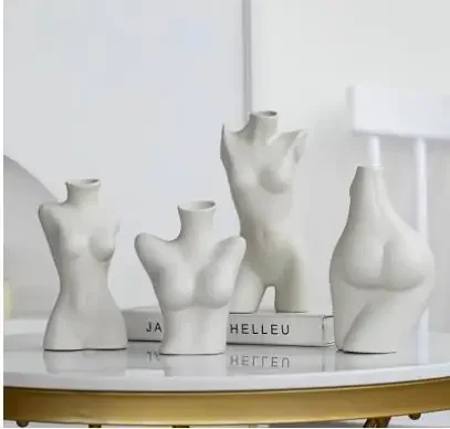 Chest Nude Figures Vases Human Body Art Ceramic Flower Pots Desk Decoration Artificial Flowers Decorative Porcelain Floral Vase