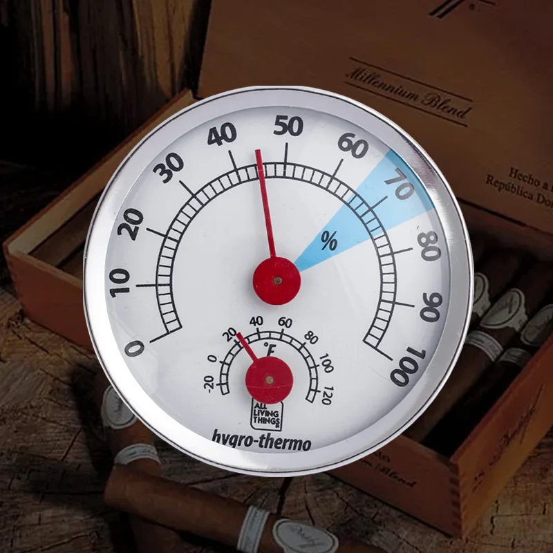 Higrometr Humidor Okrągła Cygaro Precyzyjny Miernik Wilgotności Tytanowy Humidor Dokładny Przenośny Mini Analogowy Humidor Higrometr