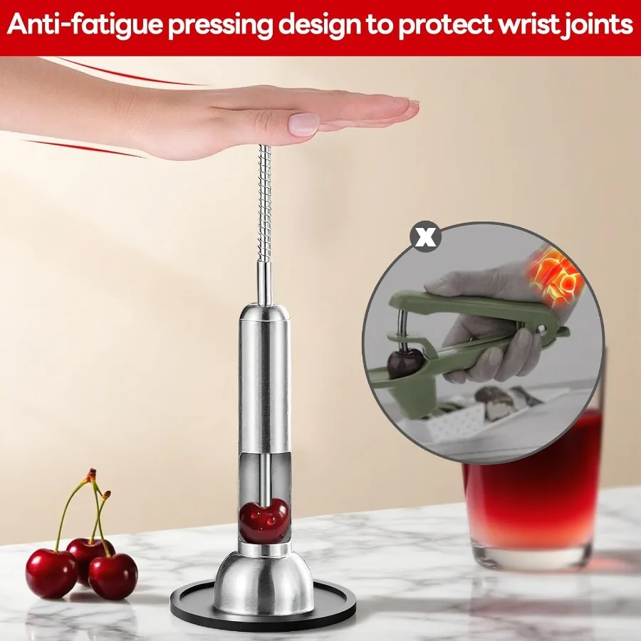 Cherry Pitter Tool SingleHole 304 roestvrijstalen Cherry Pit Remover voor verse en Maraschino Cherries OneHand Press Fruit Pit