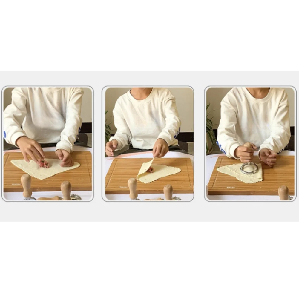 Wood Handle Zinc Alloy Dumpling Molds for Baking Cookies For Pastry Dough Shaping Tools Set Includes 2 Different Shapes