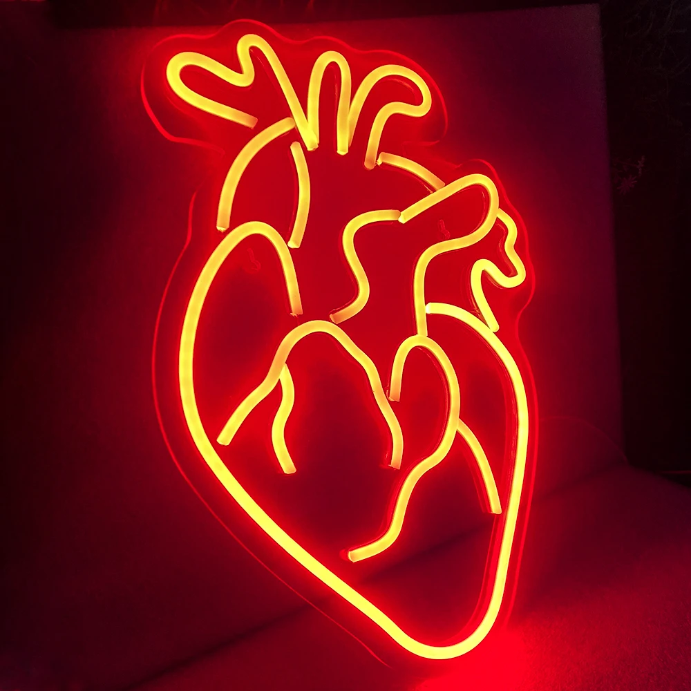 Red Heart Neon Signs LED Lights USB Powered for Wall Decor Signs Neon Wall Light for Party Decoration Home Bedroom Club Art Logo