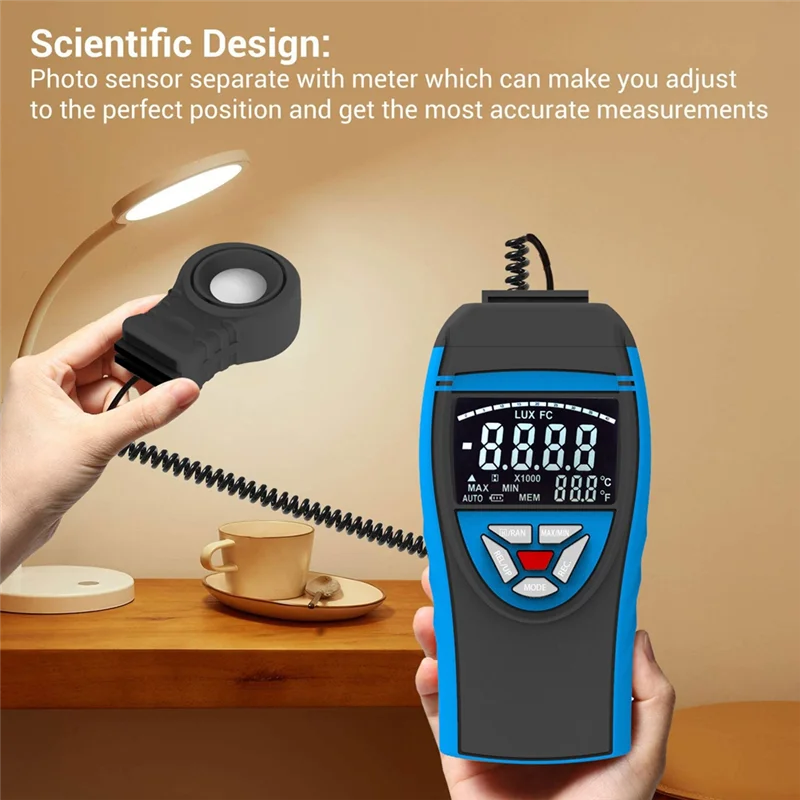 A26F-Тестер светового флюса, высокоточный измеритель освещенности, диапазон измерения 1–400 000 люкс для измерения интенсивности света