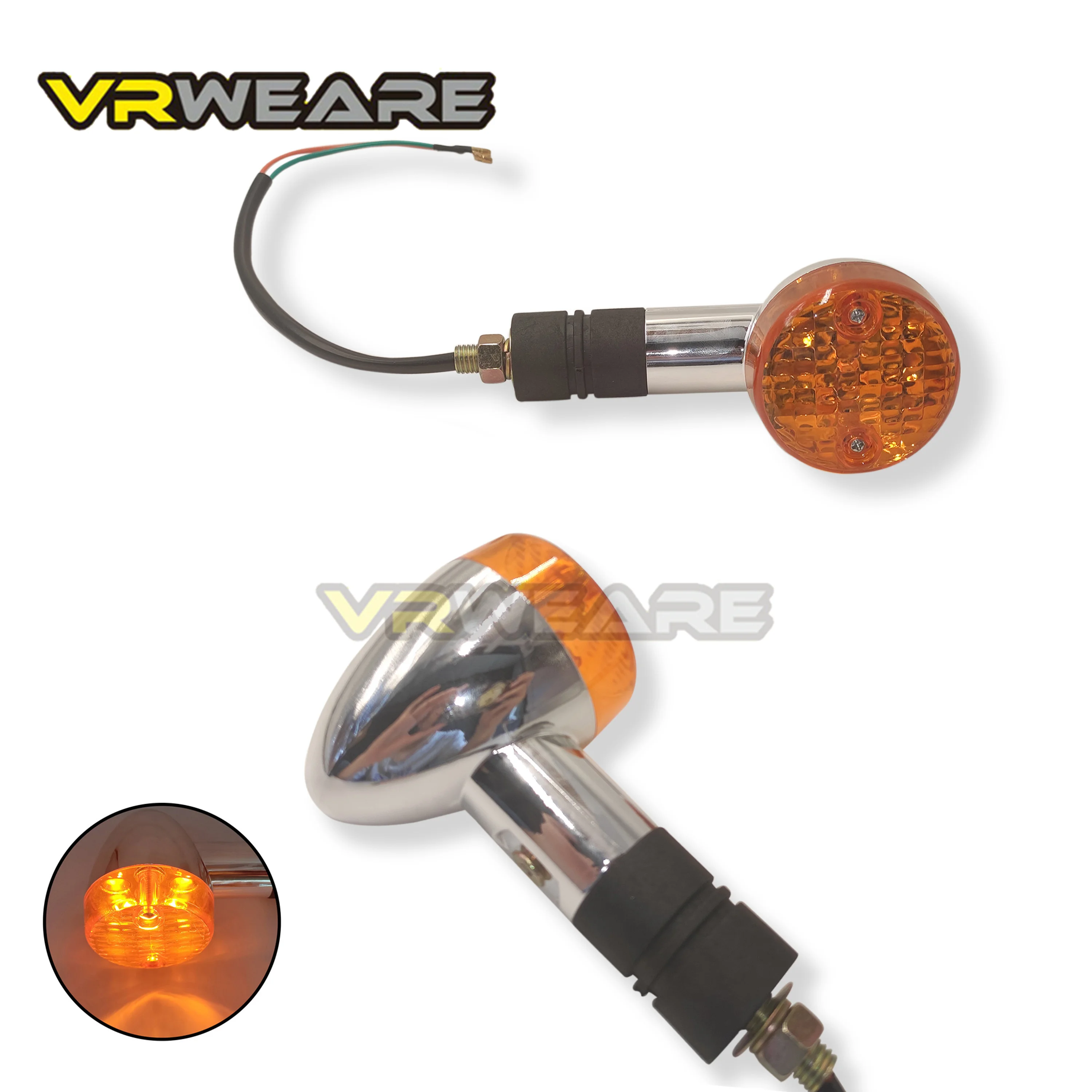 Motorcycle Universal LED Turn Signal  Indicator Blinkers Flashers Amber Color Chrome plated bullet Accessories for Suzuki Honda