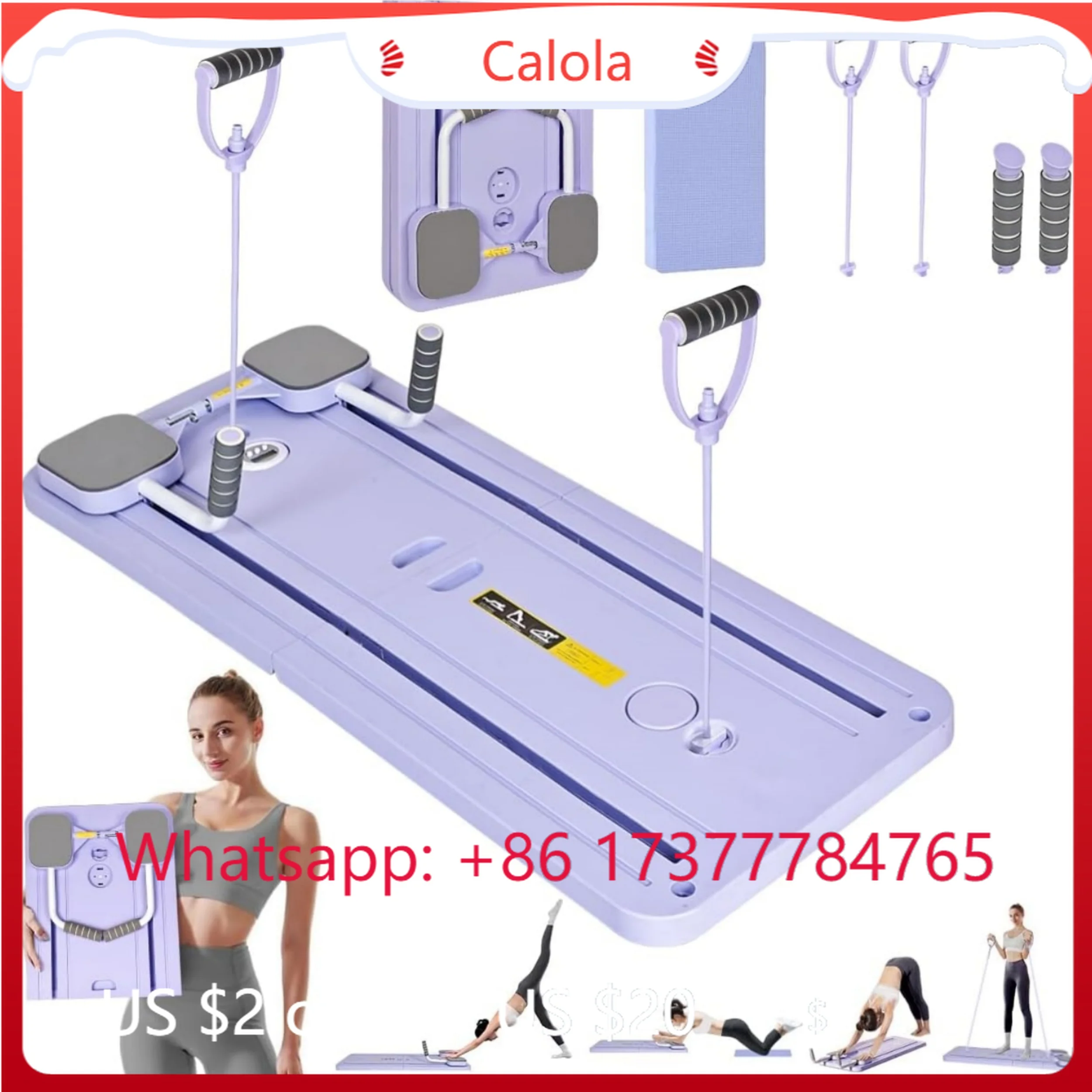 Multi-Purpose Foldable Pilates Reformer Board Portable Home Gym for Core Back Arm Leg Exercise