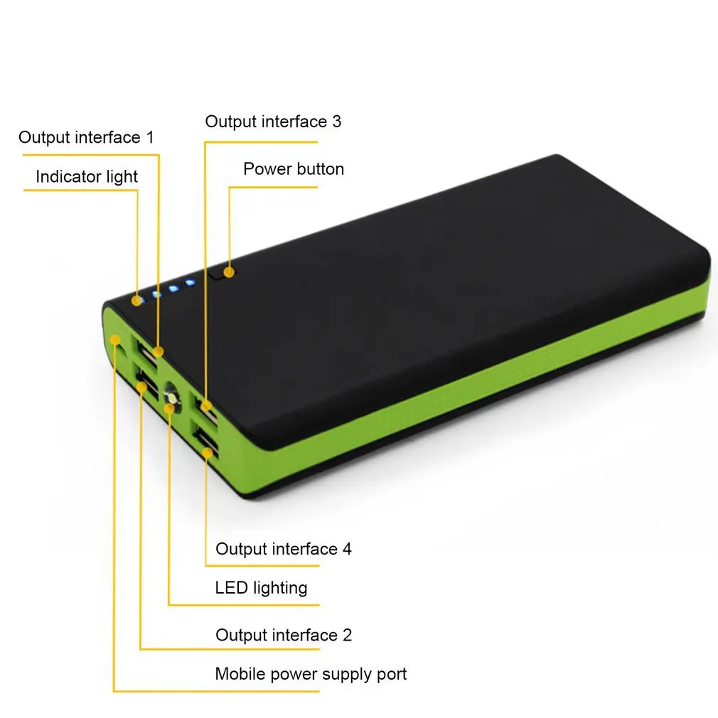 Điện Thoại Sạc Power Bank Pin Sạc USB Sạc Pin Sạc Powerbank Case LED Đèn Pin 4 Cổng USB