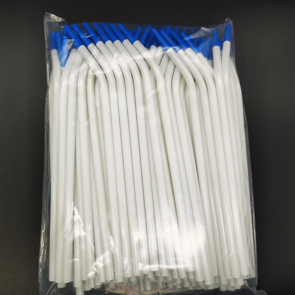 

Dental Disposable Saliva Ejector Suction Tips Long Slim Type with Straw Adapters for Surgical Use