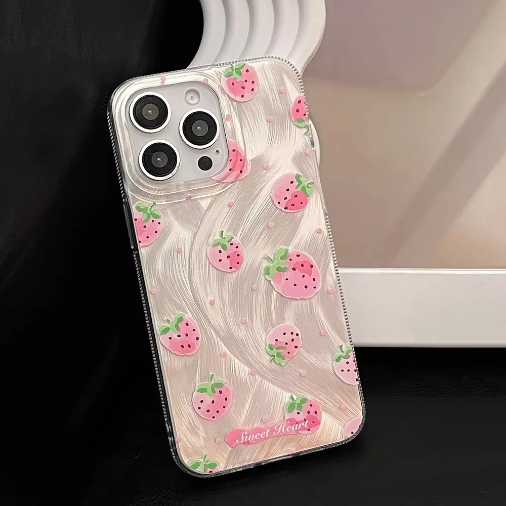 Luxury Laser Silver Cheery Phone Case For Samsung Galaxy S25 S24 Ultra 5G S23 S21 FE S22 Plus A55 A15 A35 A54 A34 A05 A05S Cover