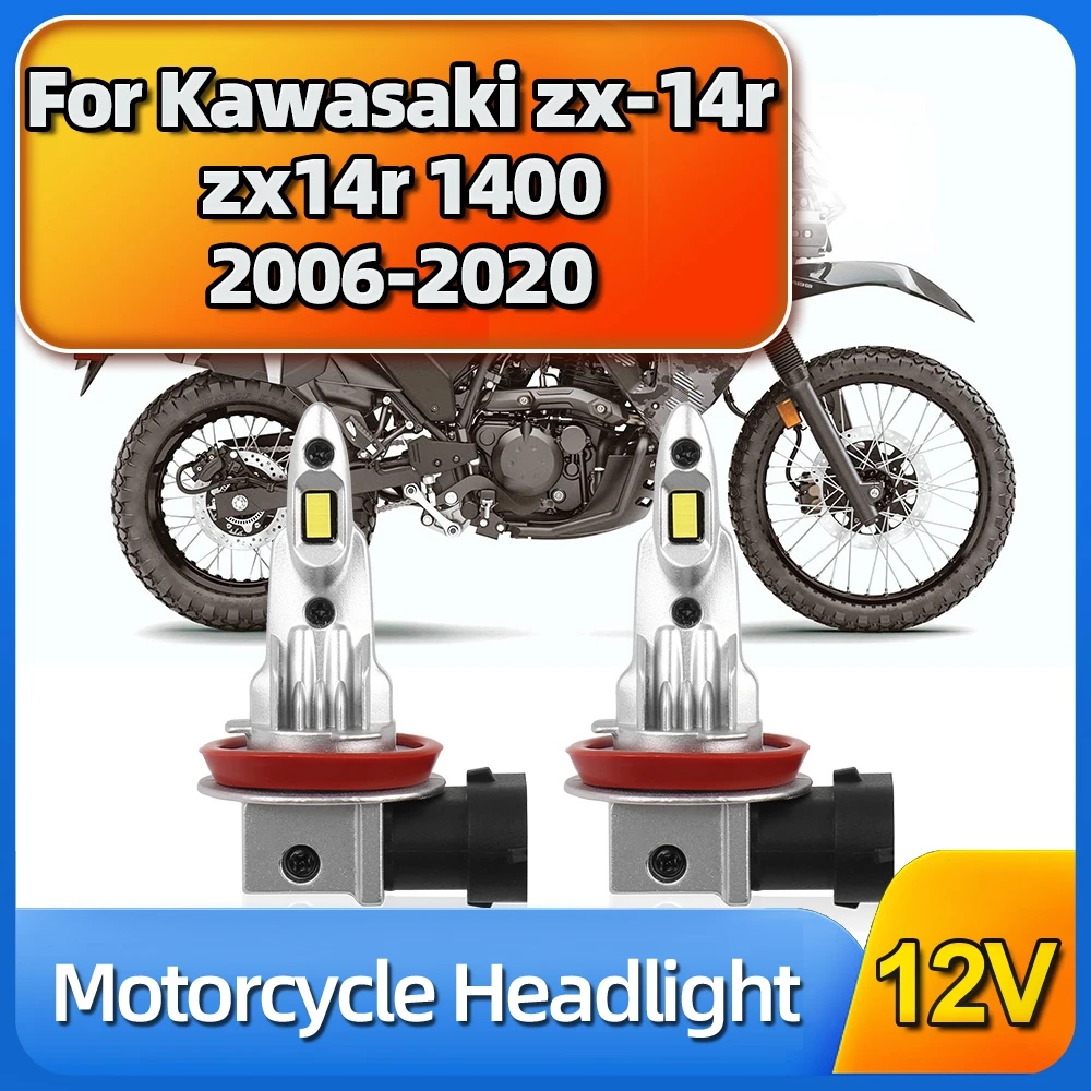 

2x Motorcycle Led Headlight 6000K 12V Lamp Bulb For Kawasaki zx-14r zx14r 1400 2006 2007 2008 2009 2010 2011 2012 2013 2014-2020