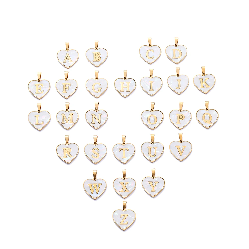 

1Pcs/Lot Stainless Steel Heart Shape Charms 26 Letters Pendants for DIY Jewelry Women Necklace Bracelet Making Accessories