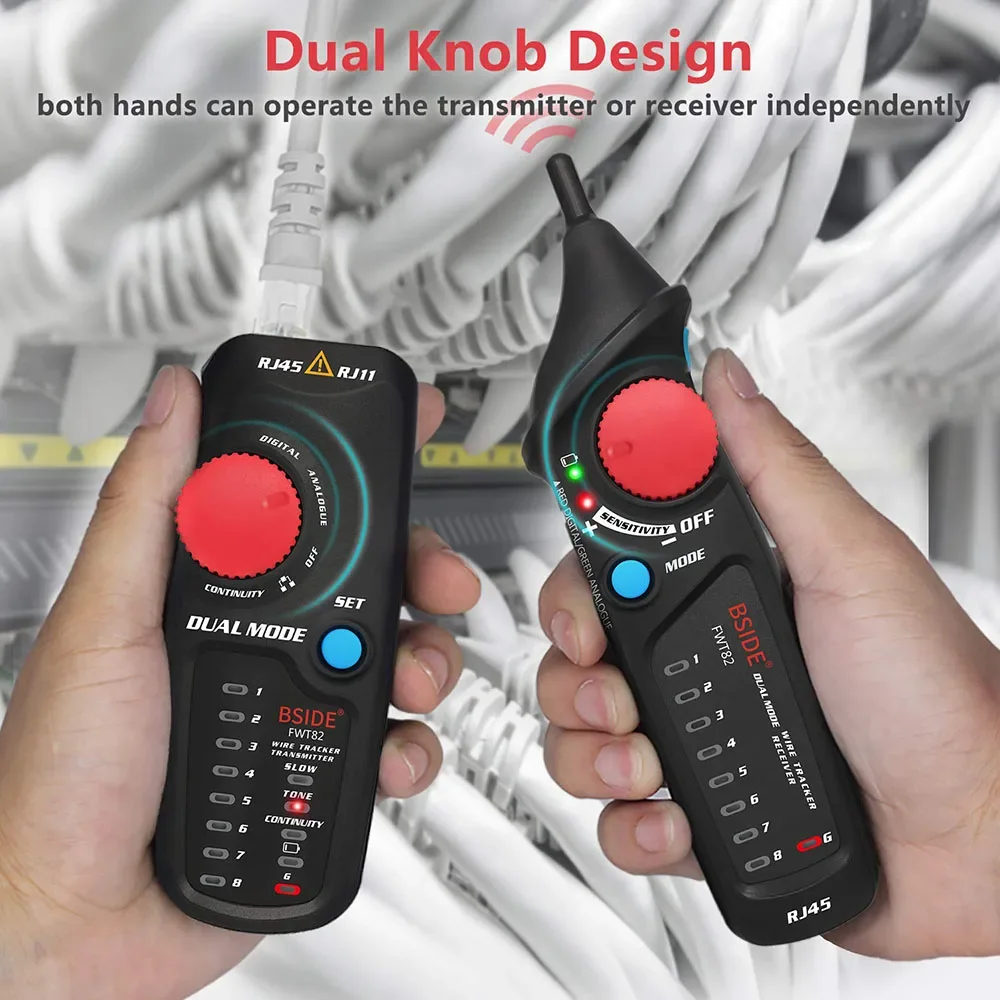 FWT82 Network Cable Tracker Dual Mode Wire Toner RJ45 RJ11 Ethernet LAN Tracer Analyzer Detector Line Finder Tester