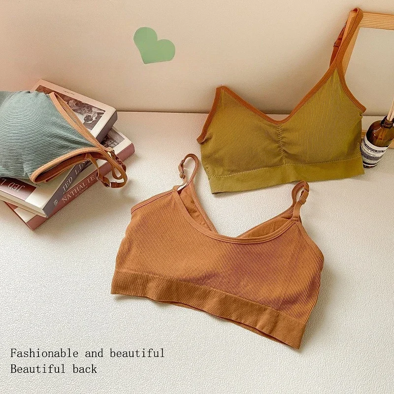 Women's Cotton Underwear Tube Tops Sexy Color Matching Bra Fashion Sports Comfort Tank Up Girl Suspender Underwear Sexy Lingerie