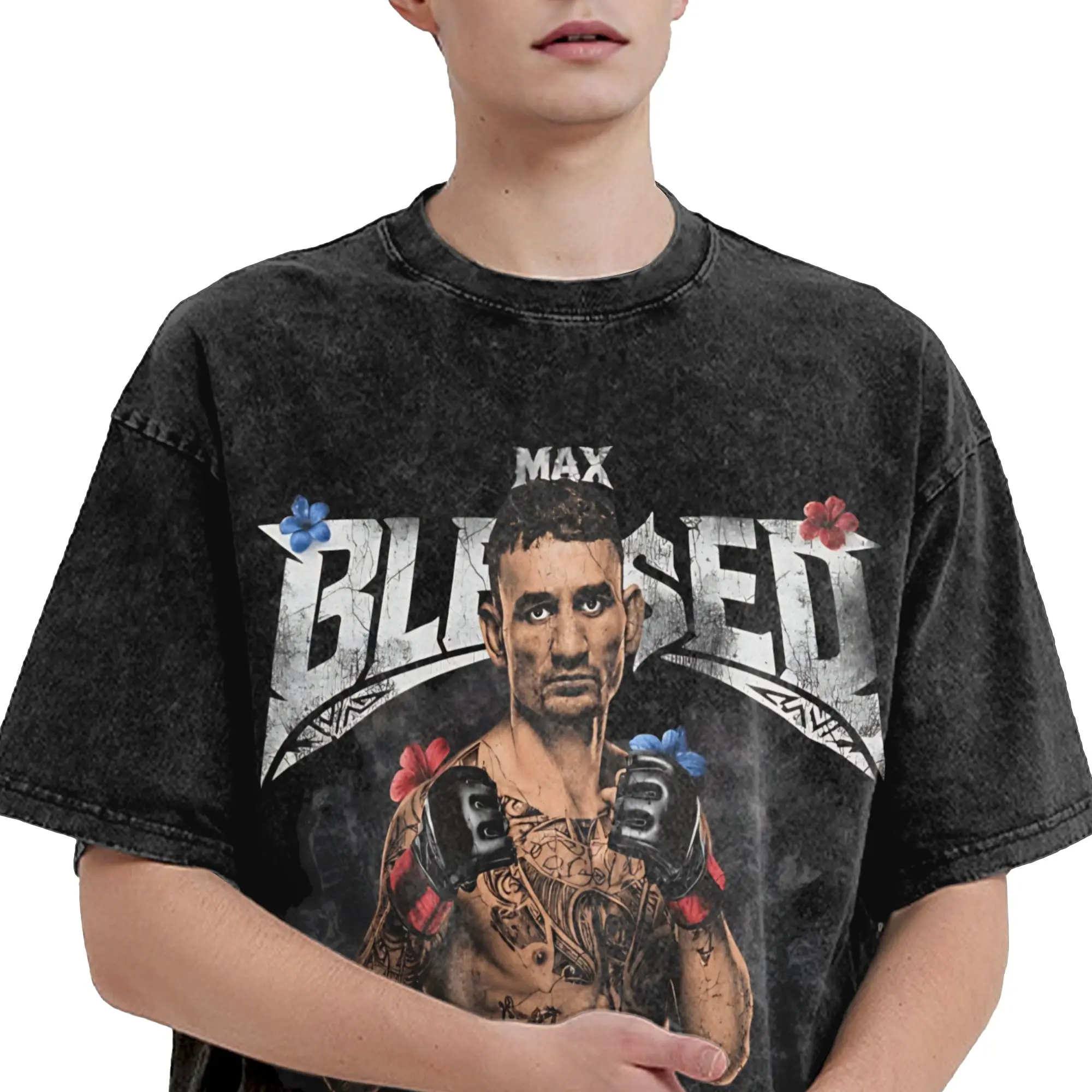 Maxs Blesseds Holloways Washed T Shirts Streetwear Hip Hop Fashion T-Shirts  Tee Shirt Men Women Short Sleeve Harajuku