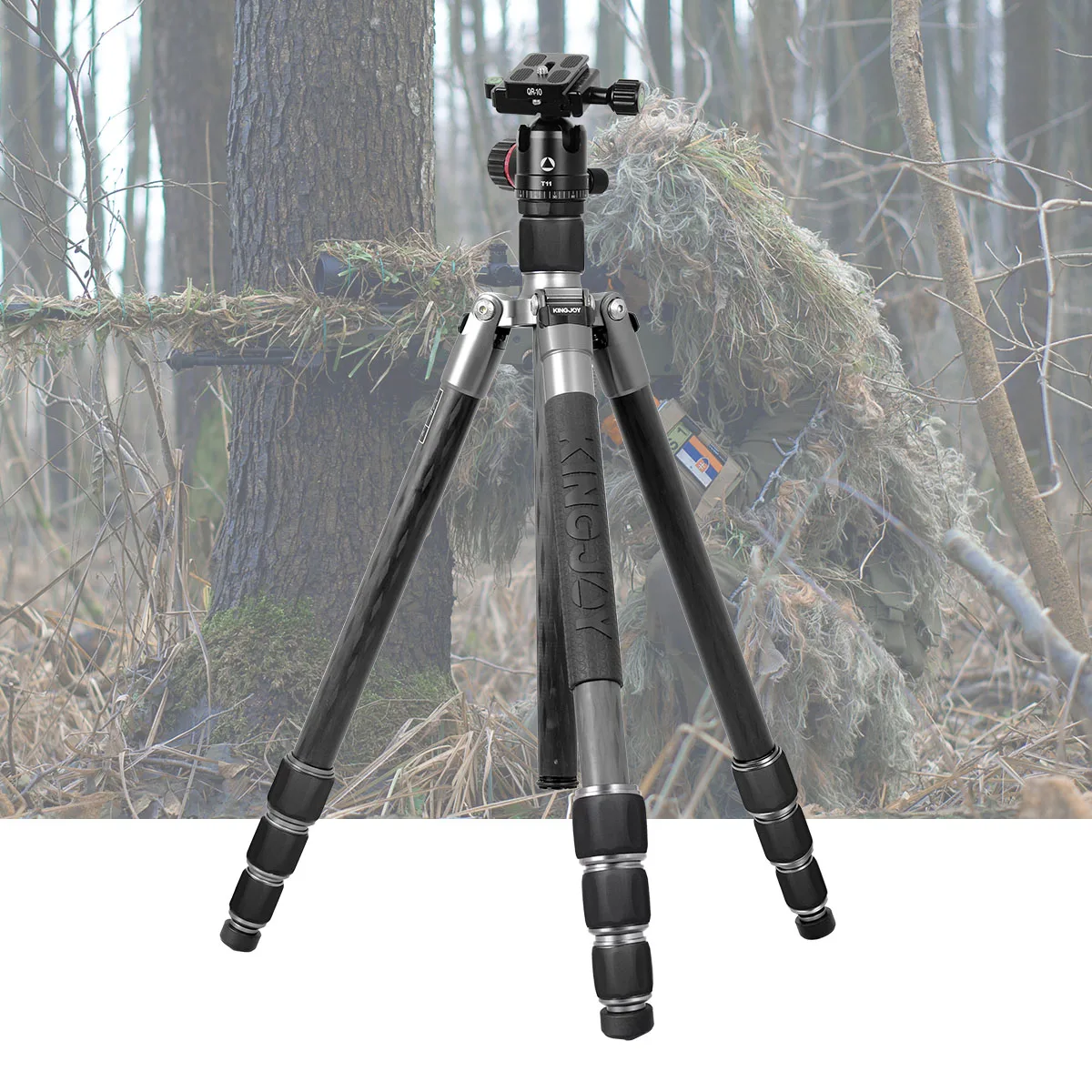

Kingjoy A82+T11 Customizable Aluminum Tripod Carbon Fiber Shooting Stick Camera Tripod Hunting Tripod