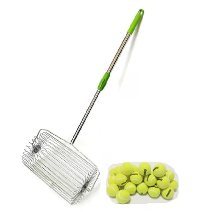 

Large-Capacity Stainless Steel Tennis and Pickleball Collector Silver, Durable, Ergonomic Design for Quick Ball Pickup