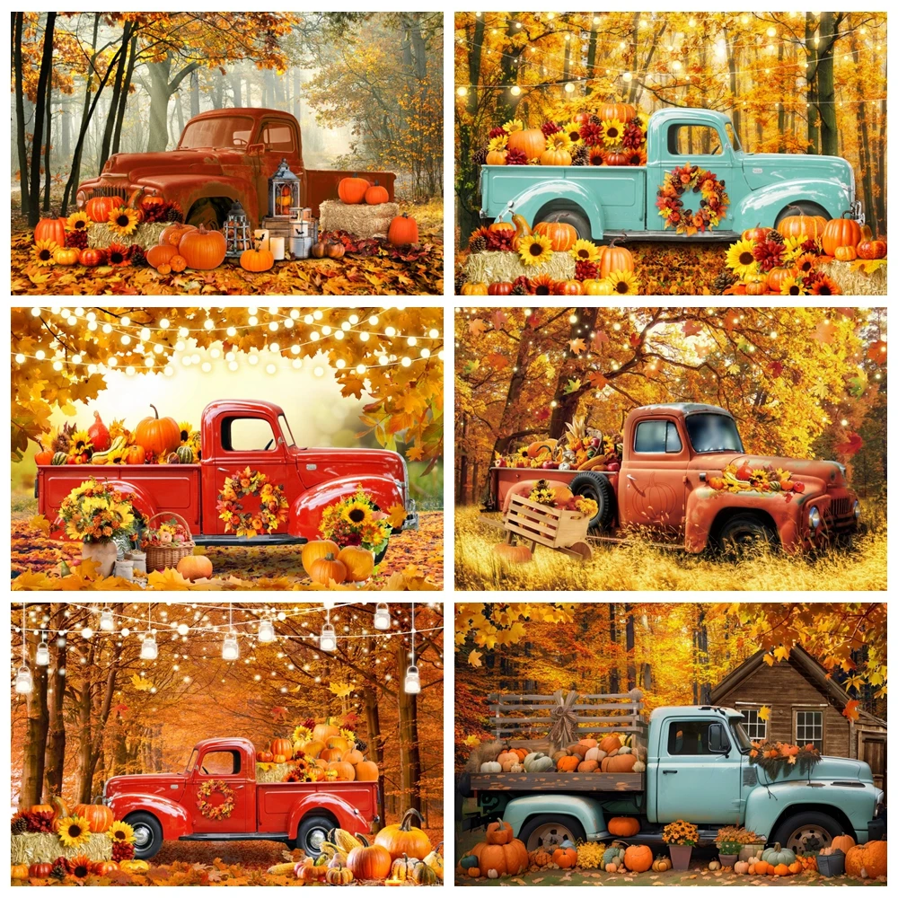 

Autumn Backdrop Fall Forest Maple Farm Barn Pumpkin Truck Harvest Thanksgiving Baby Portrait Photography Background Photo Studio