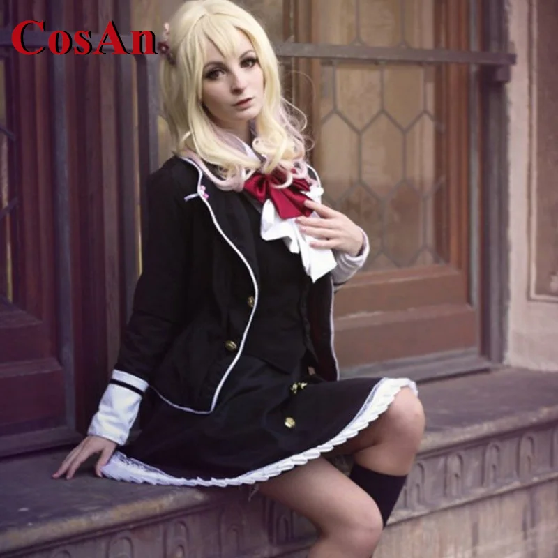 CosAn Spiel DIABOLIK LOVERS Komori Yui Cosplay Kostüme Mode Schwarze Uniform Rock Anzug Vollen Satz Jede Größe