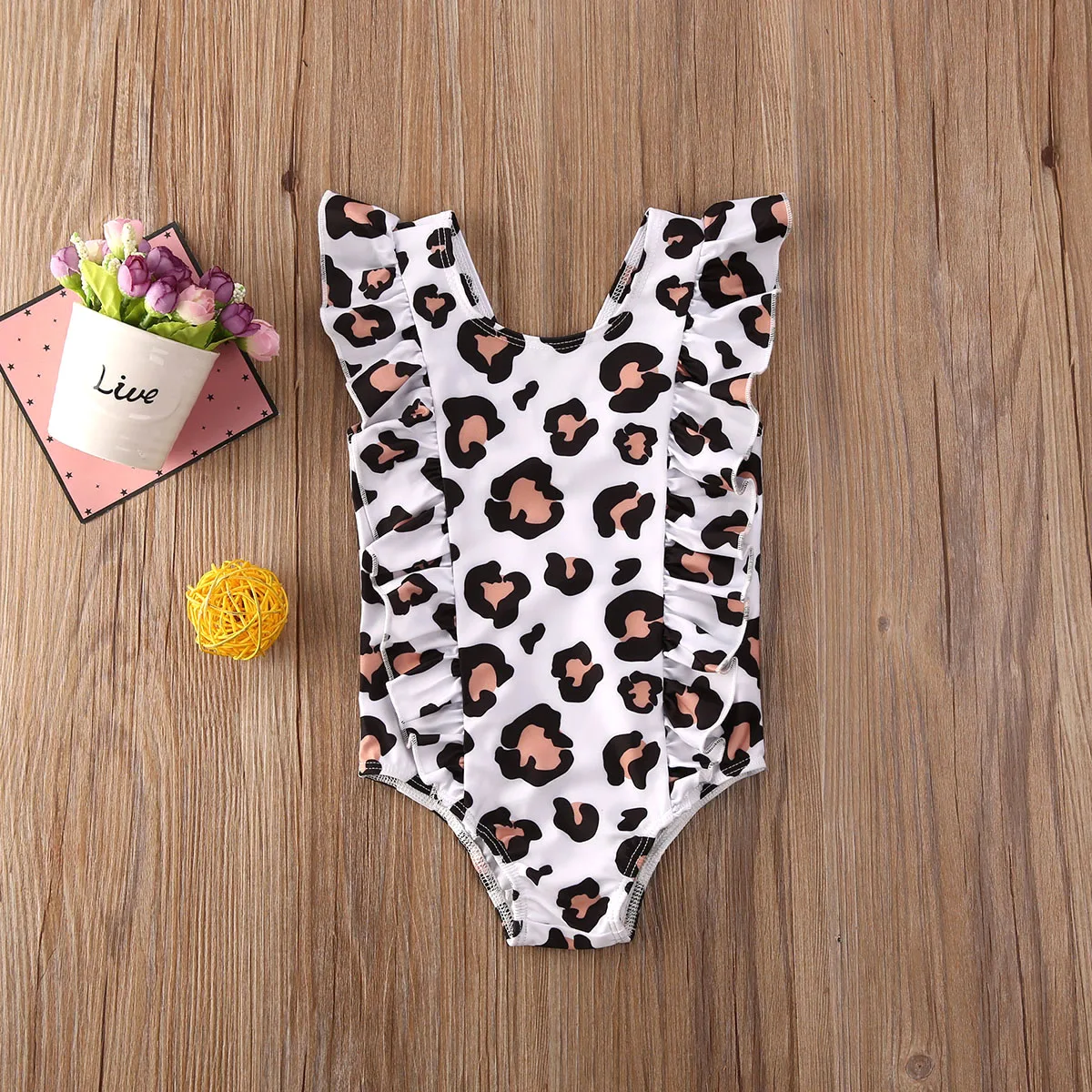 Fayueye Baby Girl  Swimsuit Leopard Ruffle Sleeveless  Bathing Suit Toddler Infant Cute Bodysuit Swimsuit