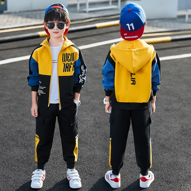 Tuta da bambino vestiti con cappuccio ragazzi tuta sportiva per adolescenti bambini tuta sportiva Casual in cotone felpe e pantaloni moda per bambini