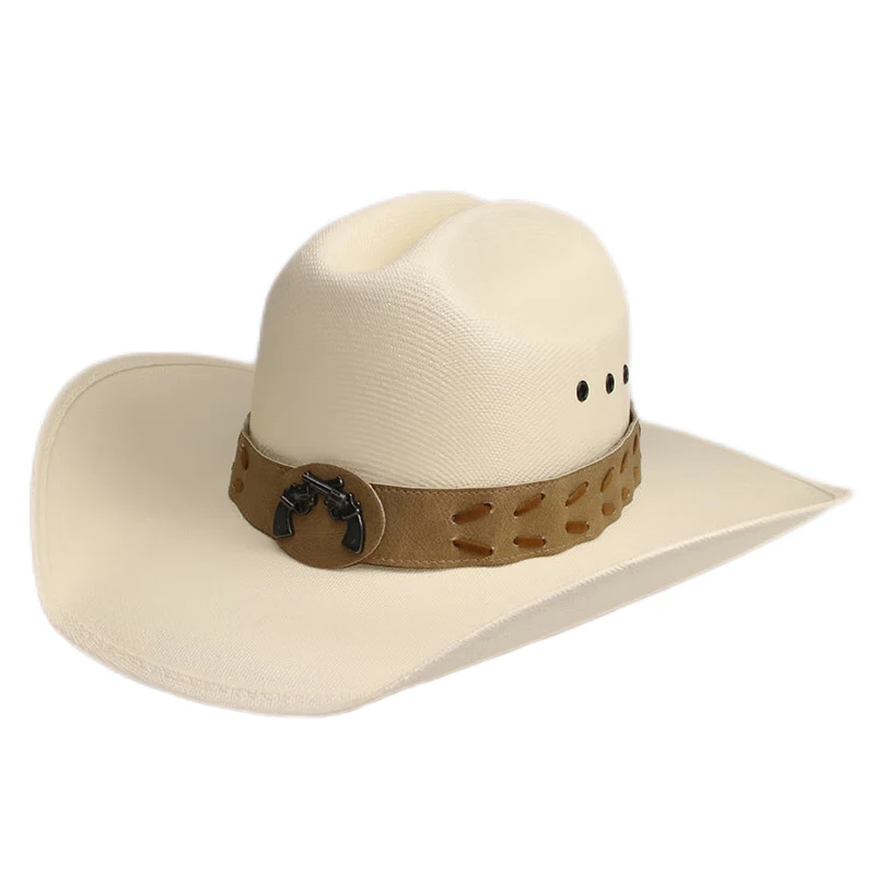 Retro Suncha Two Guns Belt Men Women Yellowstone Beach American Western Cowboy Cowgirl Sun Hat Pinch Front Wide Brim 57-61cm