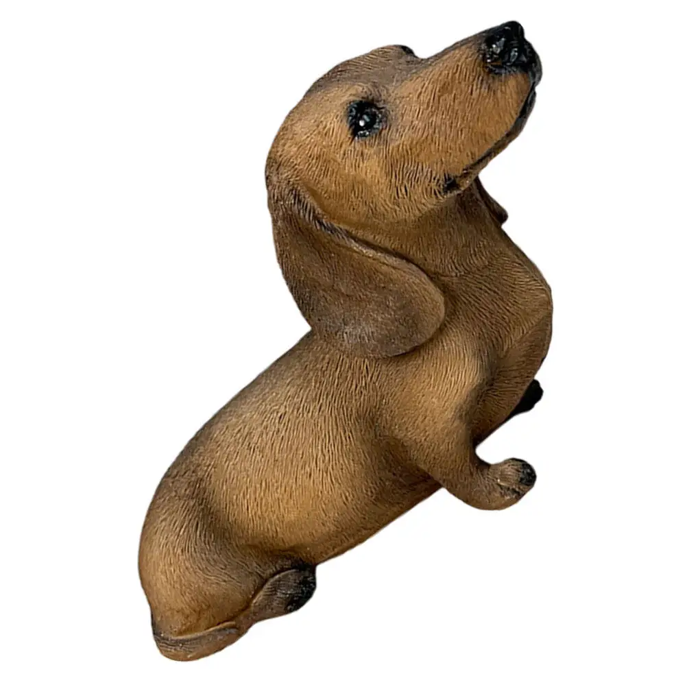 

Реалистичная скульптура таксы из смолы с детализированной, как живая, отделкой для использования в помещении и на улице, украшение для рабочего стола, подарок для любителей собак