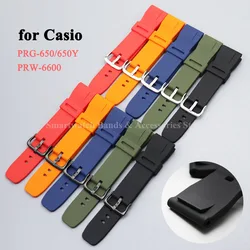 24mm Silicone Strap for Casio PRG-600/650/650Y/PRW-6600/GA2000 Sport Bracelet Waterproof Rubber WristBand Pin Buckle Accessories