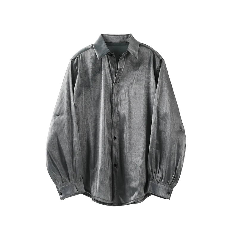 Senior Sexy Sheer Men Silk Blouse Summer Sun Protection Tops Night Club Shirts Beach Holiday Seaside Blouse Thin Quick Dry Shirt