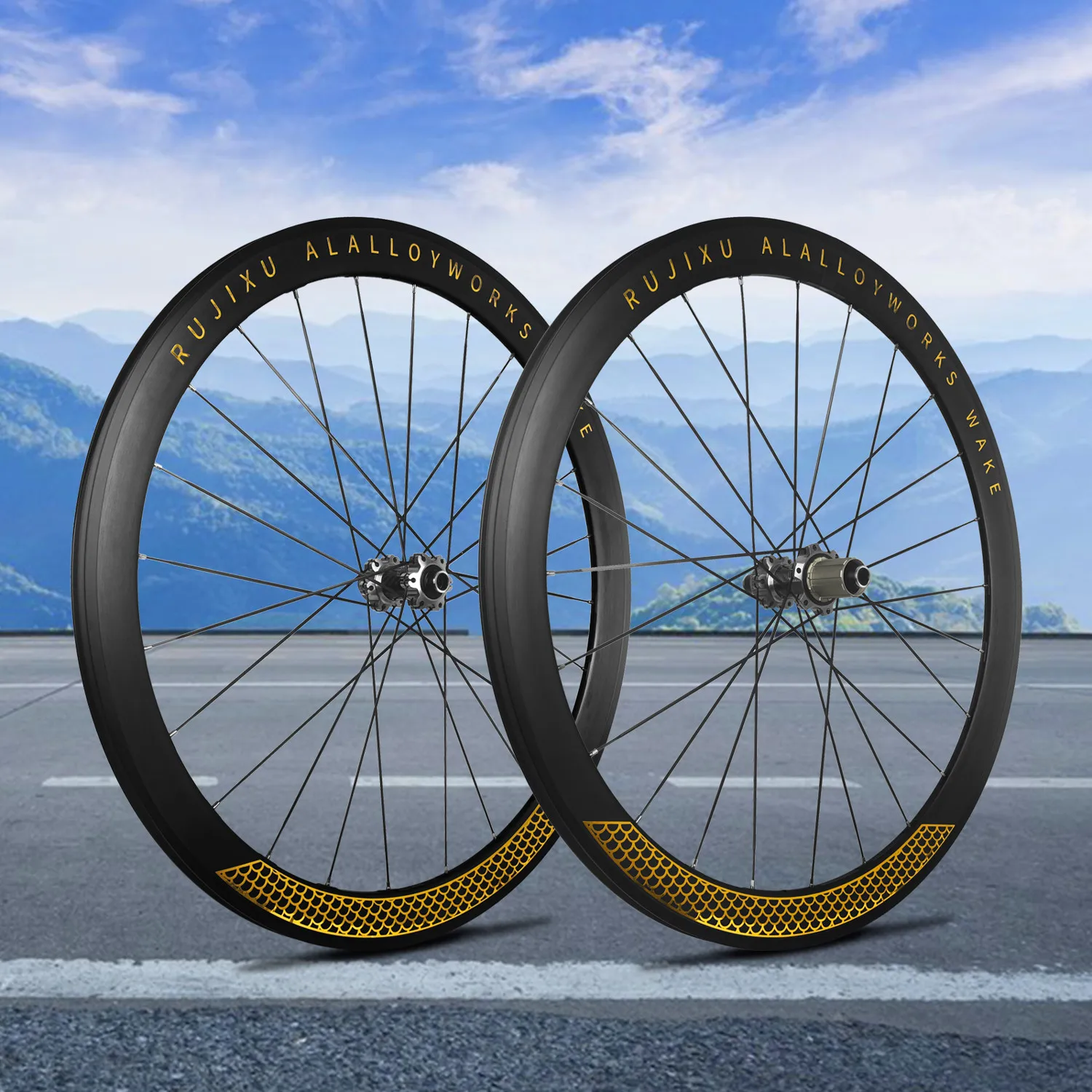 RUJIXU 700C Road Bike Wheels Carbon Fiber Hub Bicycle Wheelset QR or TA Bike Wheels V/C disc brake Road Bicycle bike wheelset