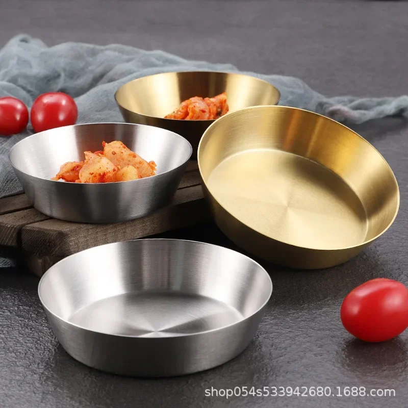 304 stainless steel Korean-style single-layer thickened kimchi dish seasoning dip dish cold dish Korean barbecue
