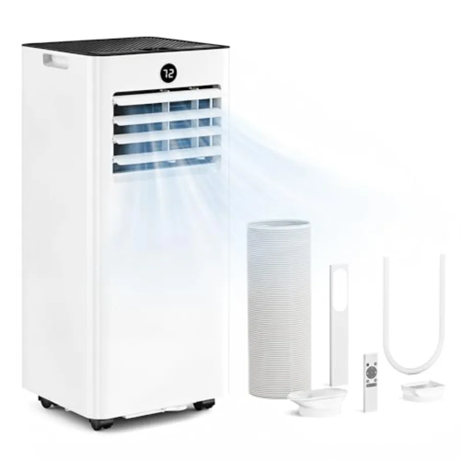 10000 BTU Portable Air Conditioner New Upgraded, 4-in-1 Cools 450 Sq.Ft, Quiet AC with Fan, Dehumidifier Sleep, LED Display, Re