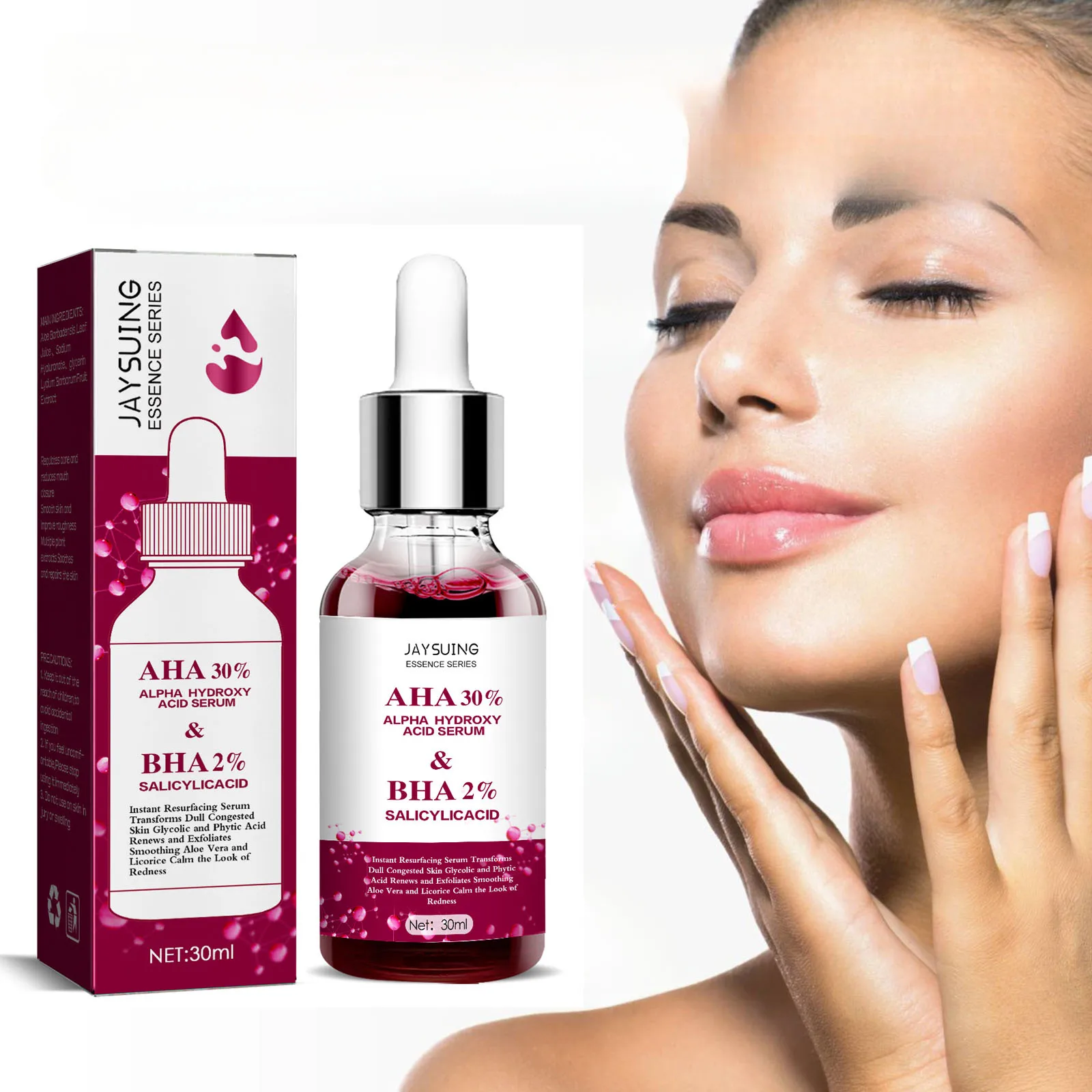 AHA 30% + BHA 2% Salicylic Acid Serum Shrink Pores Exfoliating Fruit Acid Anti Acne Remove Blackhead Essence Whitening Skin Care