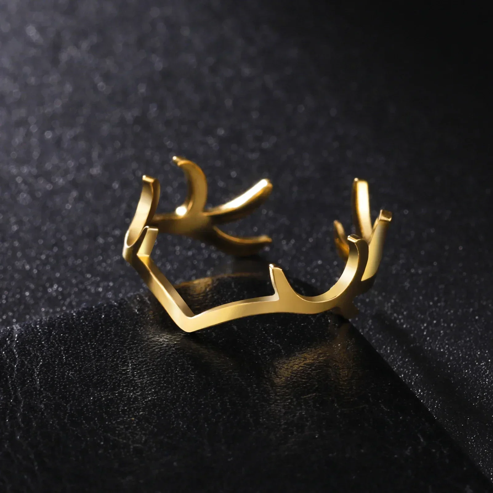 Deer Antler Finger Ring Stainless Steel Gold Color Supernatural Amulet Hunter Fashion Gift For Man Woman Jewelry