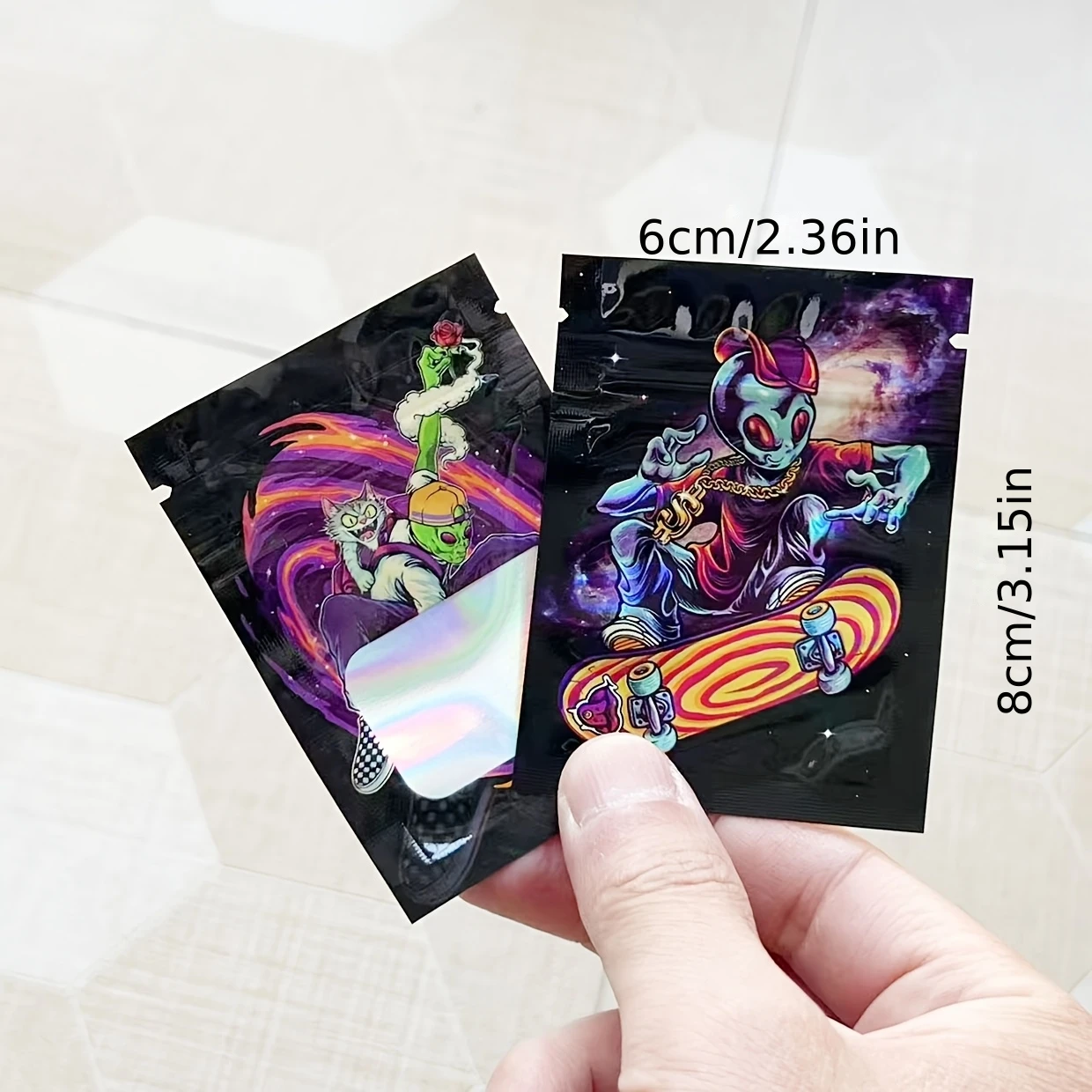 200PCS Mix Pattern 1g Polyester Film Seal Mylar Bags 6*8cm Resealable Plastic Packaging Bag Smellproof High Quality Storage Bag
