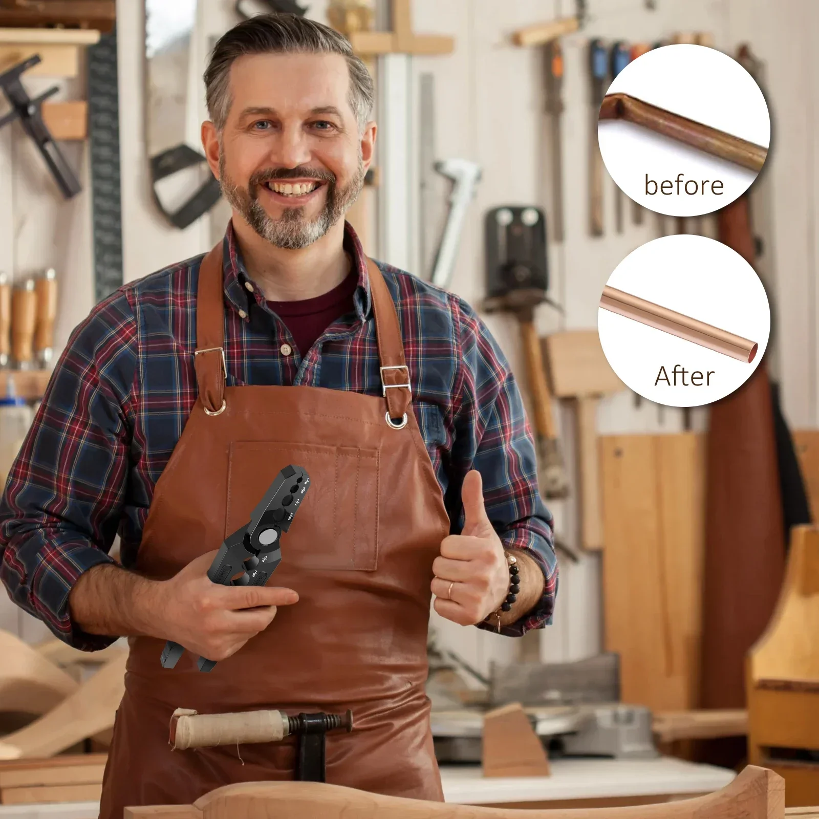 Copper Tube Rounder Repair Pliers Metal Pipe Rounding Plier with 6 Hole Design Multifunctional Flat Tube Repair Plier Tools