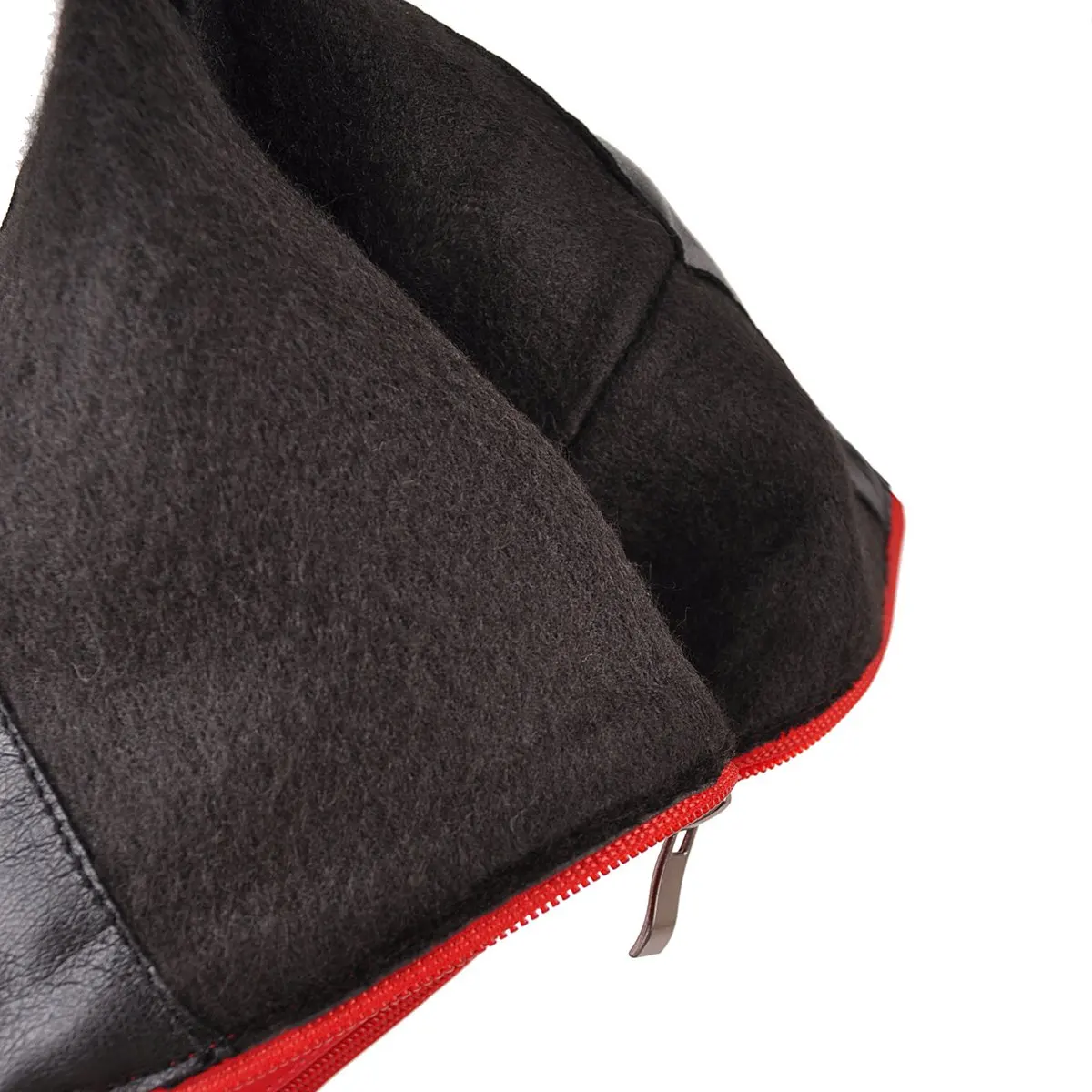 Winter Women Lace-up Platform Knee High Boots Red Black Spike Heel Round Toe Sexy Dress Party Lady Buckle Belt Zipper Long Boots