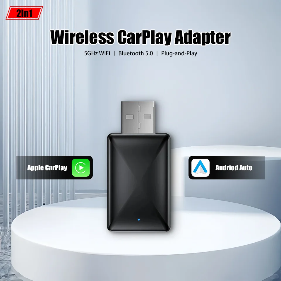 

New CarPlay Box Wireless Android Auto Wireles & Apple CarPlay 2In1 Adapter Smart Car Navigation Box Plug and Play Auto Connect